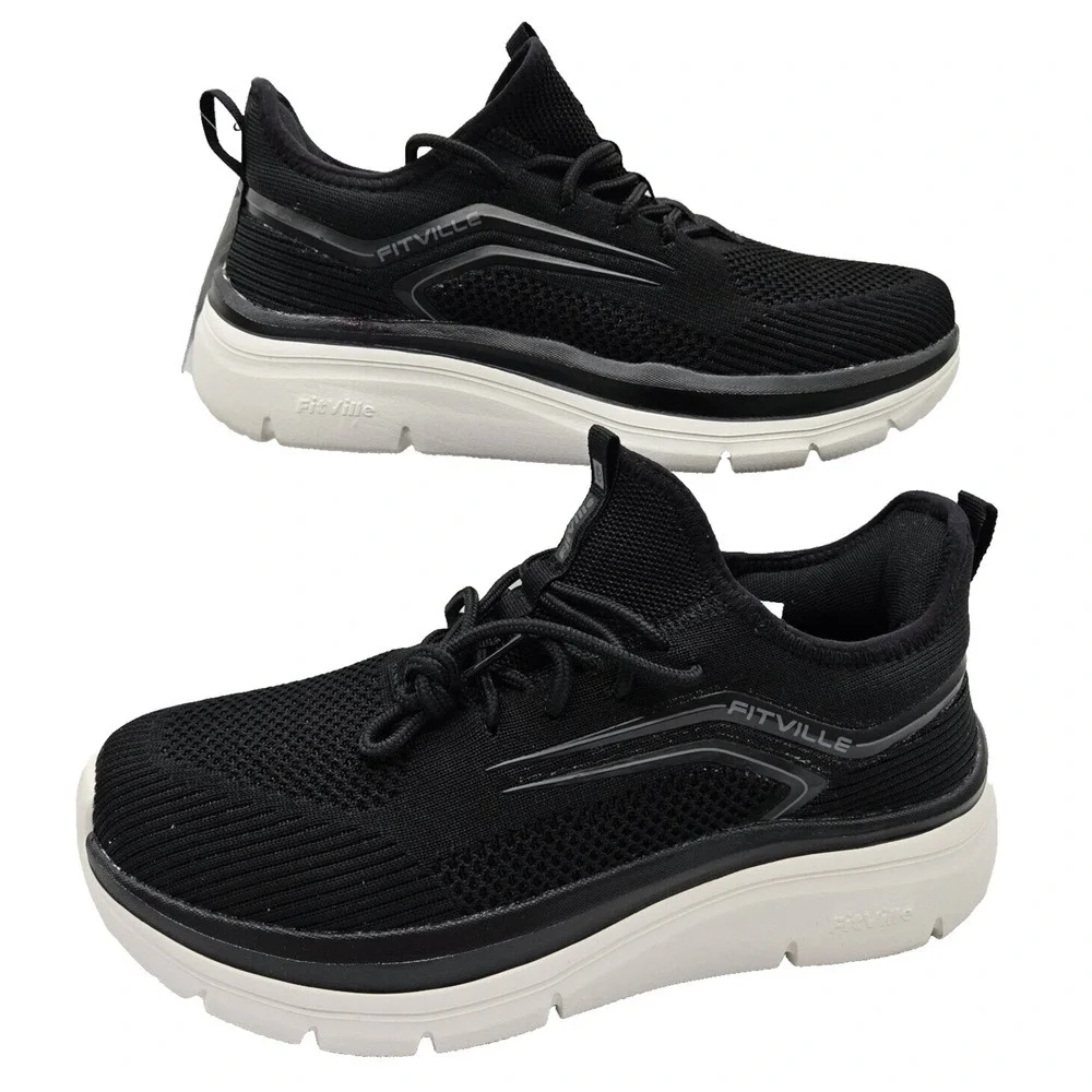 FitVille Men Walking Shoes Max Cushioning Lightweight Casual‎ Sneakers Size 8 M